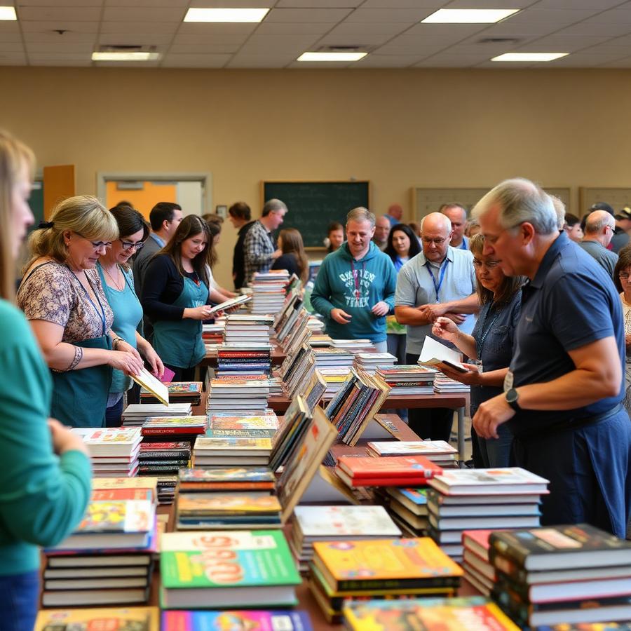 Volunteers running the school book fair