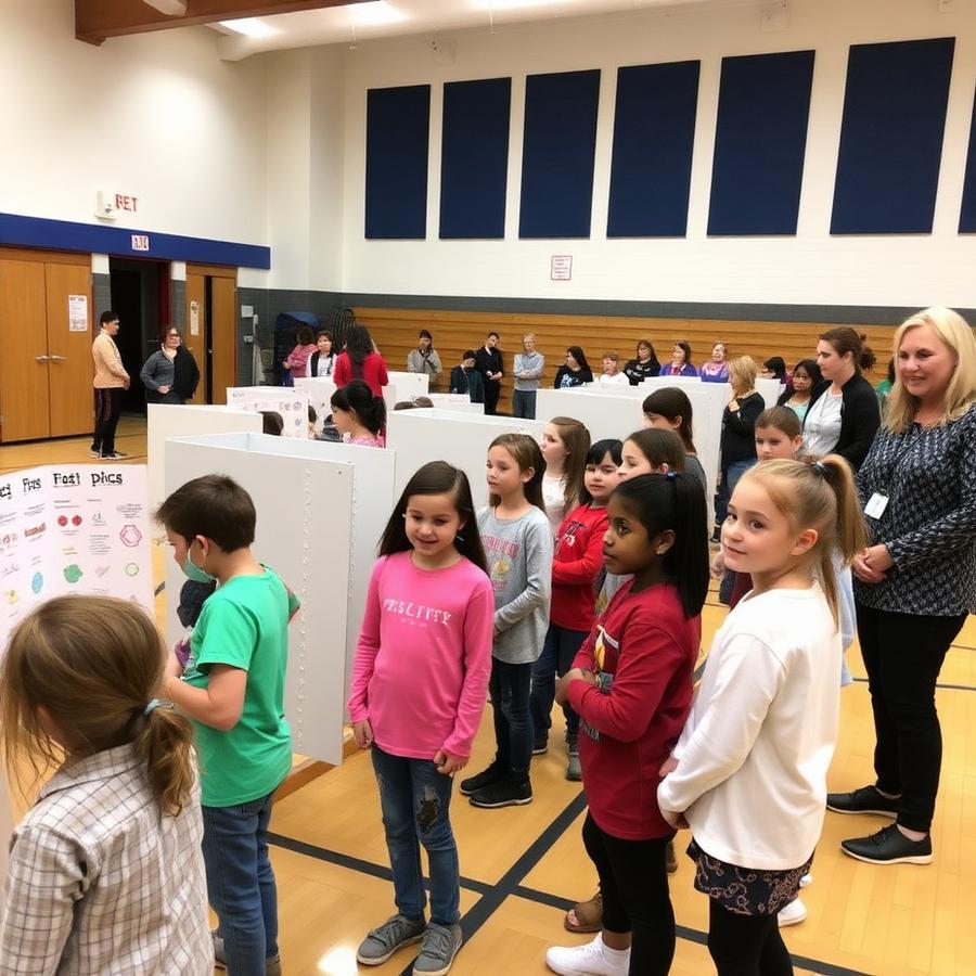 Students presenting science fair projects