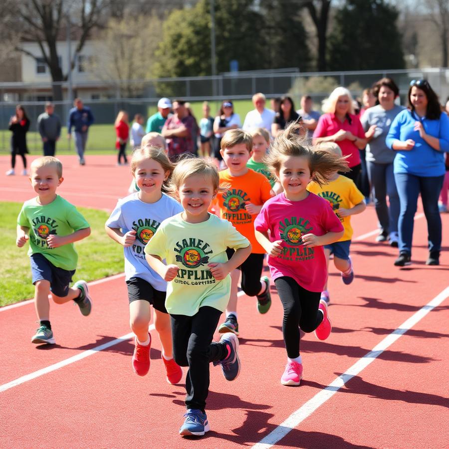 Spring fun run on the school track